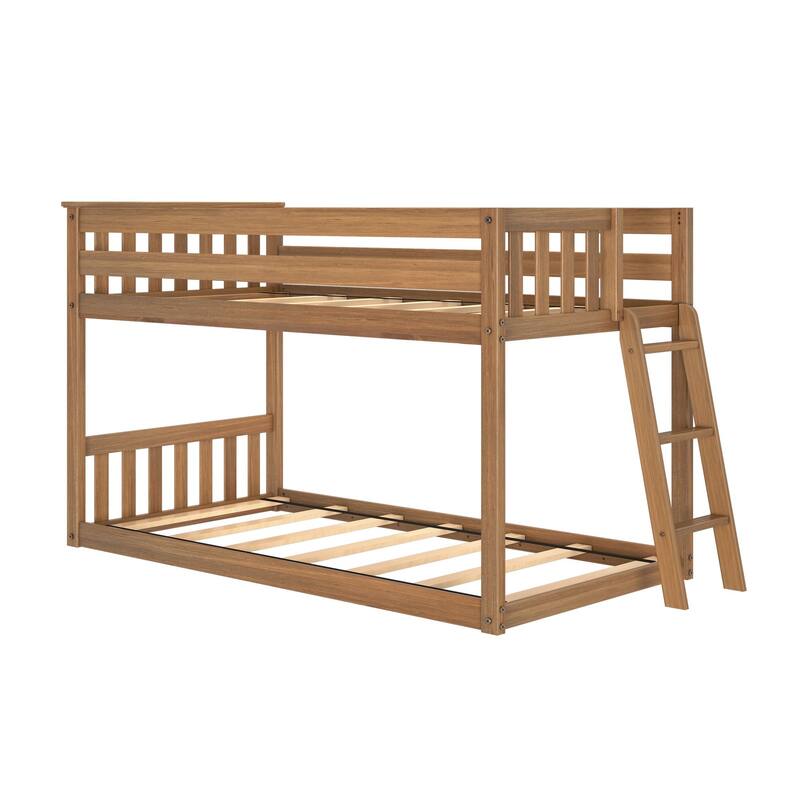 Max and Lily Twin over Twin Low Bunk Bed with Ladder on End