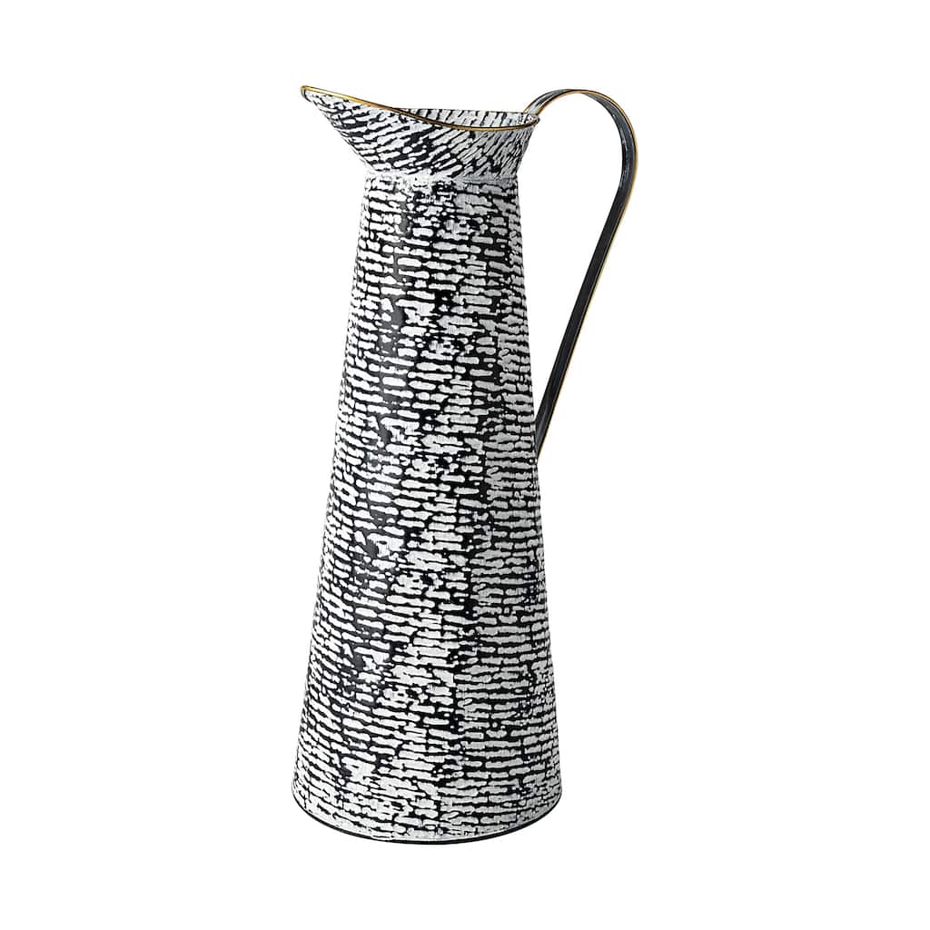 Colette Large Black & White Metal Patterned Vase