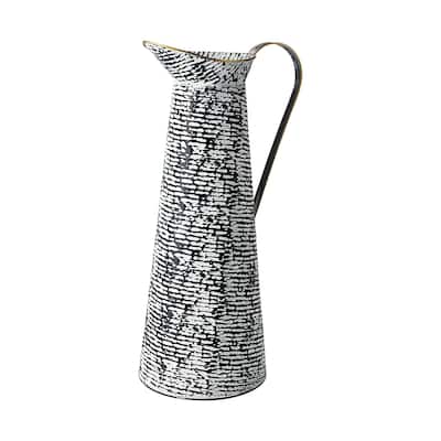 Colette Large Black & White Metal Patterned Vase