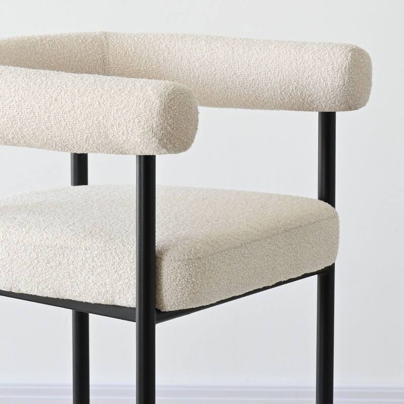 24" Boucle Upholstered Counter Stools with Arms(Set Of 4)
