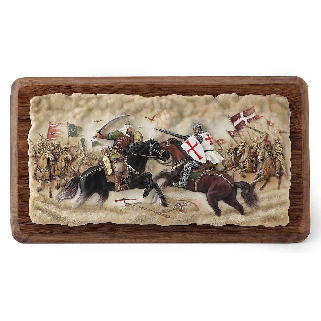 Veronese Design 16.54" L BATTLE OF HATTIN WOODEN WALL PLAQUE Multicolor Resin and Wood