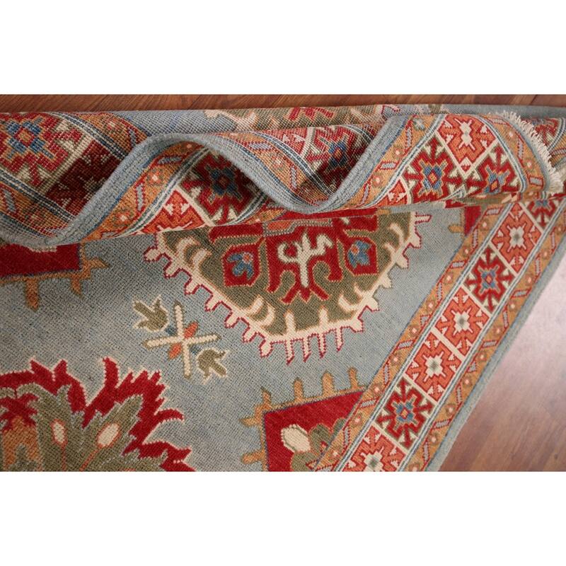Kazak Accent Rug Hand-Knotted Geometric Wool Carpet - 3'4" x 4'11"