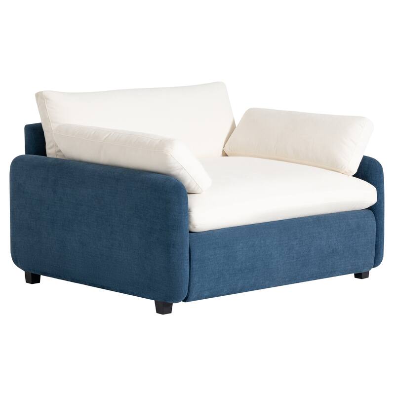 Chenille Single Sofa Chair,Wide And Deep Seat Accent Chair,Upholstered Armchair,Color Blocking Couch Lounge With Pillows