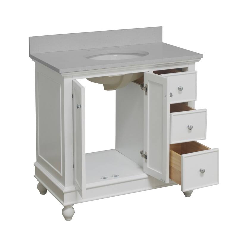 KitchenBathCollection Bella 36" Bathroom Vanity with Quartz Top