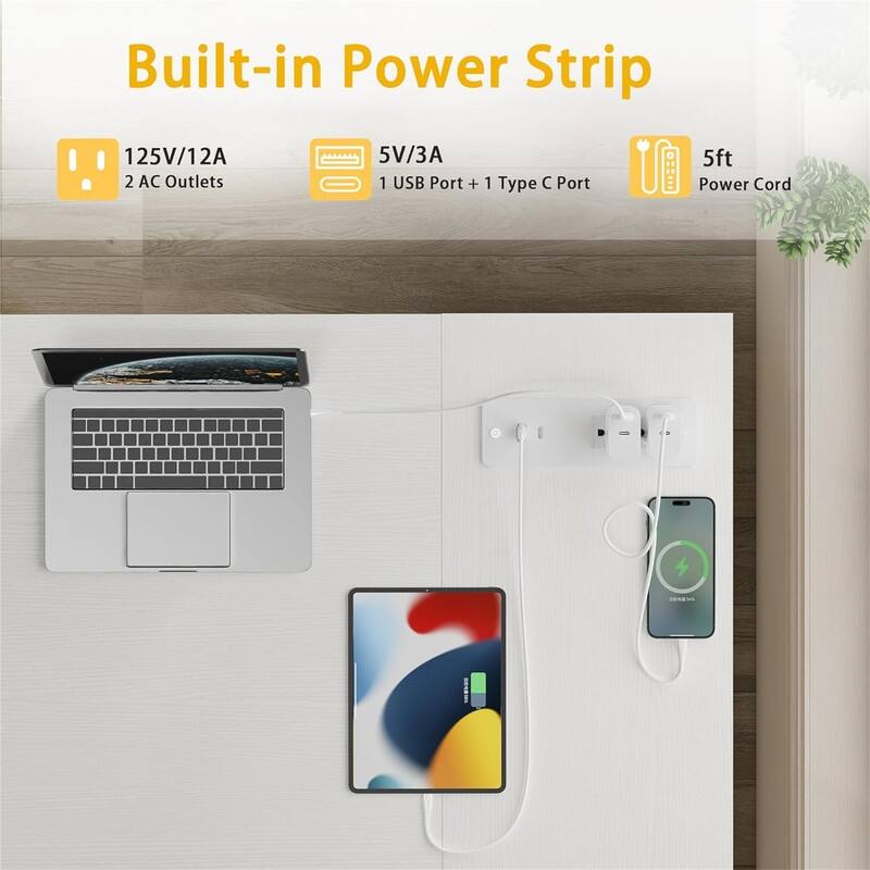 L Shaped Computer Desk with Power Outlets