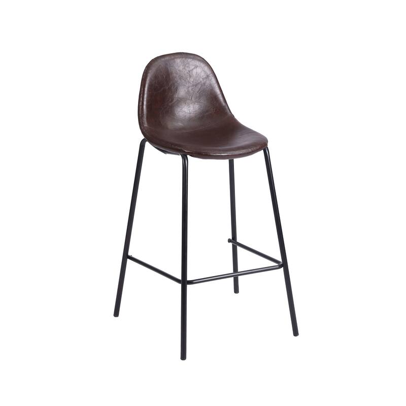 Porthos Home Theo Counter Stools Set Of 2, PU Leather Upholstery, Iron Legs
