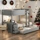preview thumbnail 19 of 53, Twin-over-Twin Bunk Bed with Twin size Trundle, Storage and Desk, Gray
