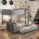 preview thumbnail 2 of 16, Twin-over-Twin Bunk Bed with Twin size Trundle, Storage and Desk,Multifunctional Bunk Bed with Storage
