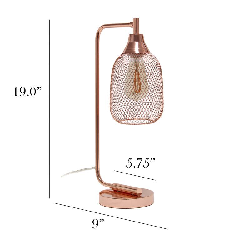 Industrial Style Desk Lamp with Wire Shade - 19" - Rose Gold