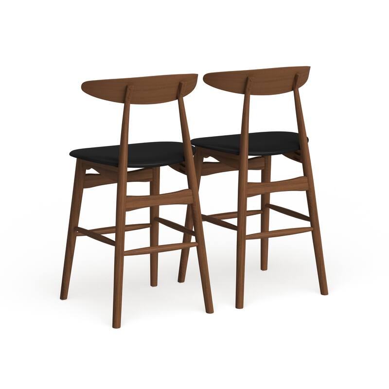Carson Carrington Solna Mid-century Black Faux Leather Counter Stool (Set of 2)