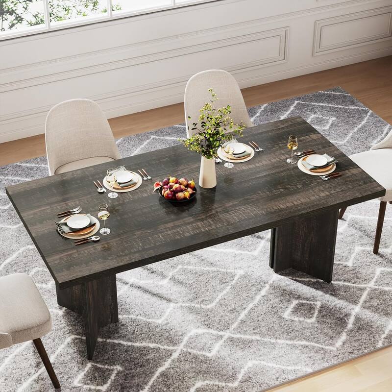 Farmhouse Wood Rectangular Dinner Dining Table for Kitchen Dining Room