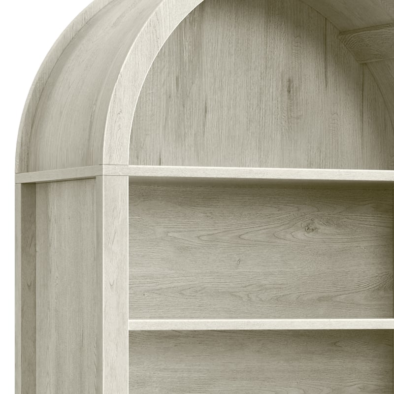 72.8" Tall Farmhouse Arched Kitchen Pantry Storage with Power Outlets and Spice Rack