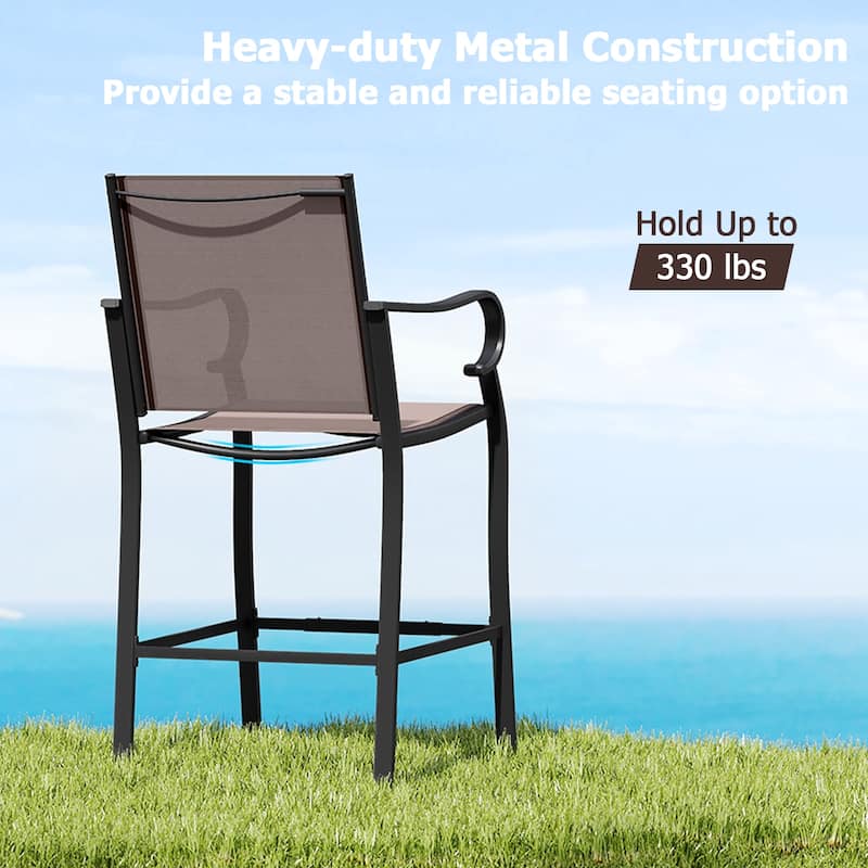 Gymax Outdoor Counter Height Bar Stools Set of 4 w/ Back Armrest &