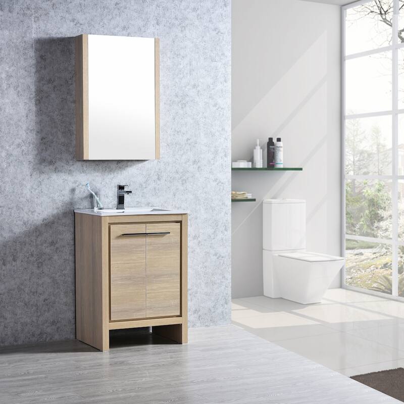 Solid Wood Bathroom Vanity with Mirror Medicine Cabinet
