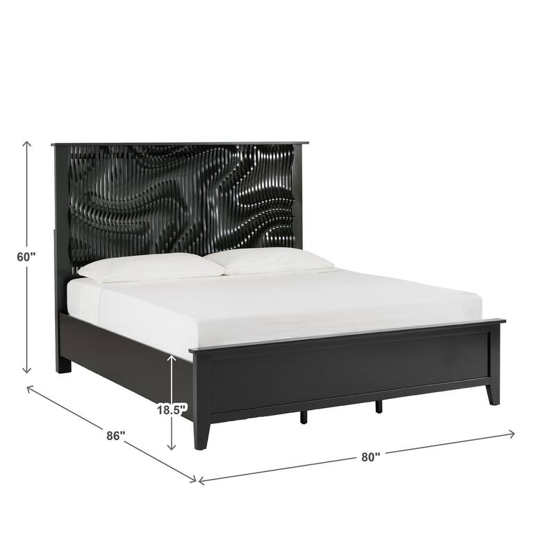 Bergen Wave Headboard with LED Lights Platform Bed by iNSPIRE Q Modern
