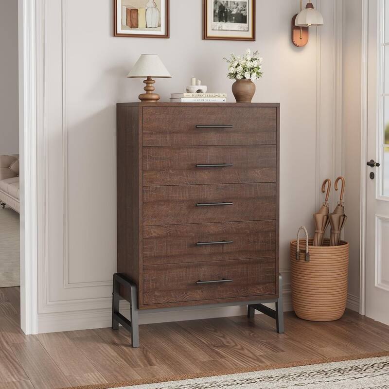 5 Drawer Freestanding Dresser Storage Chest for Living Room, Bedroom