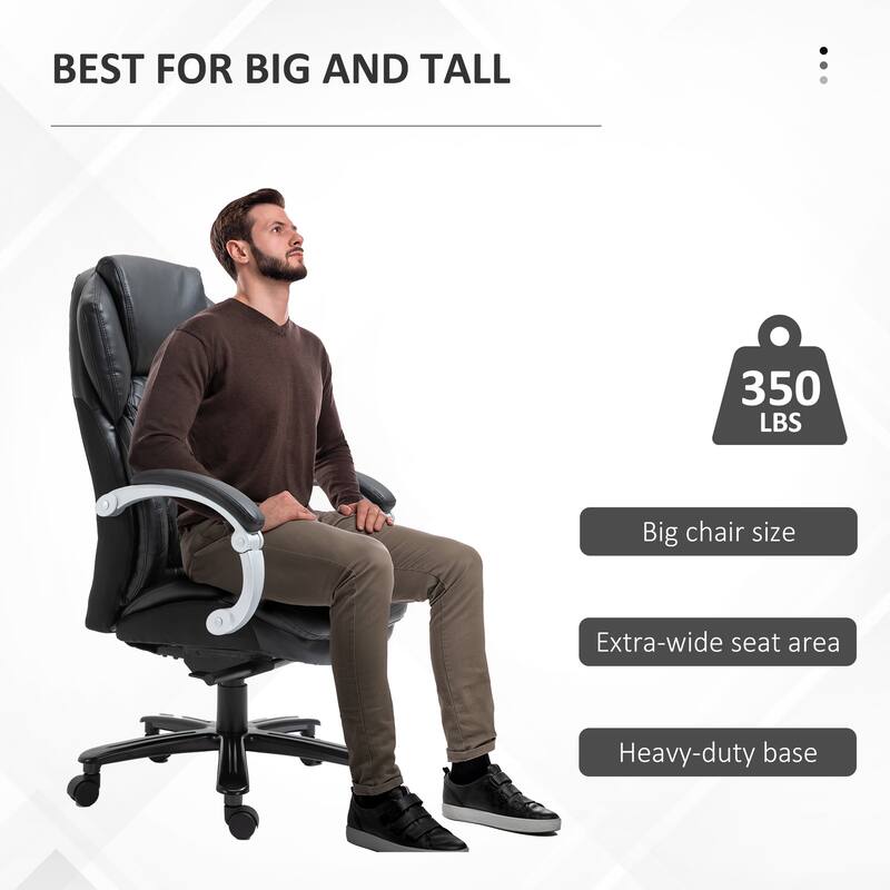 Black Adjustable Height Leather Upholstered Office Desk Chair Gaming Chair, Swivel Chair Computer Task Chair with Wheels