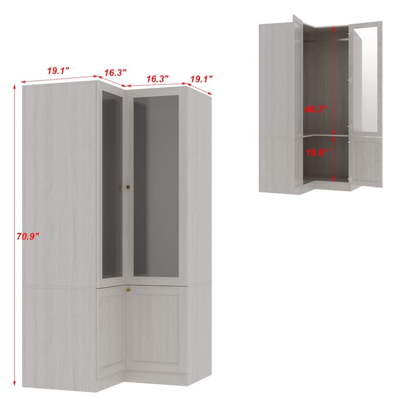 Large Glass Combination Cabinet: Contemporary Storage Closet Armoires