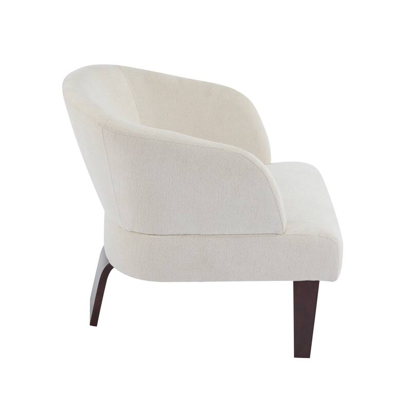 Modern Accent Chair with Round Back & Wooden Legs - Mid-Century Inspired Lounge Chair for Living Room, Bedroom, or Office