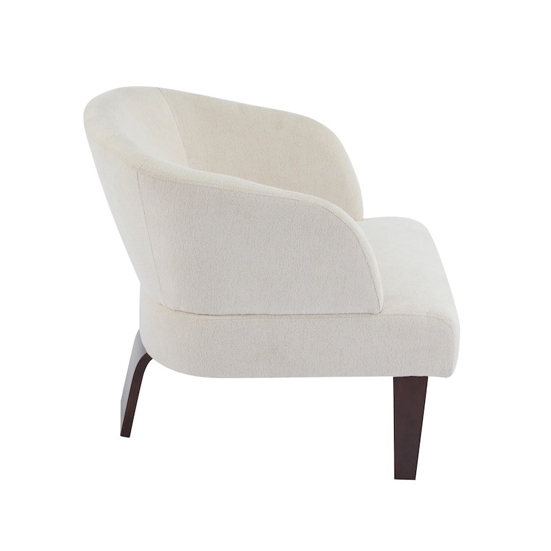 Polyester Mid-Century Accent Chair with Round Back, Wooden Legs and 300lb Weight Capacity