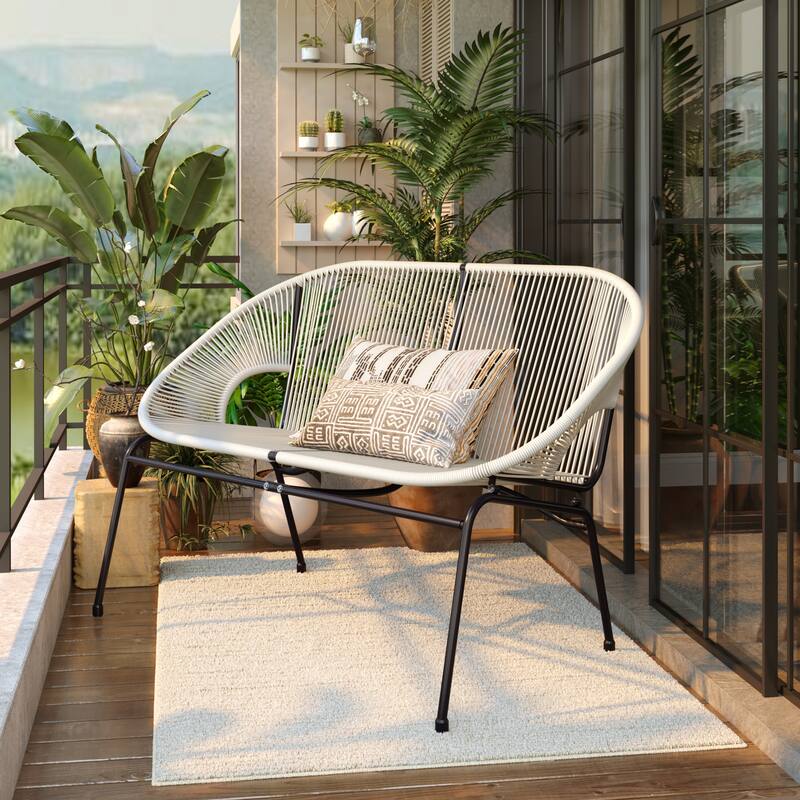 Naomi Outdoor Hammock Loveseat Bench by Christopher Knight Home - White