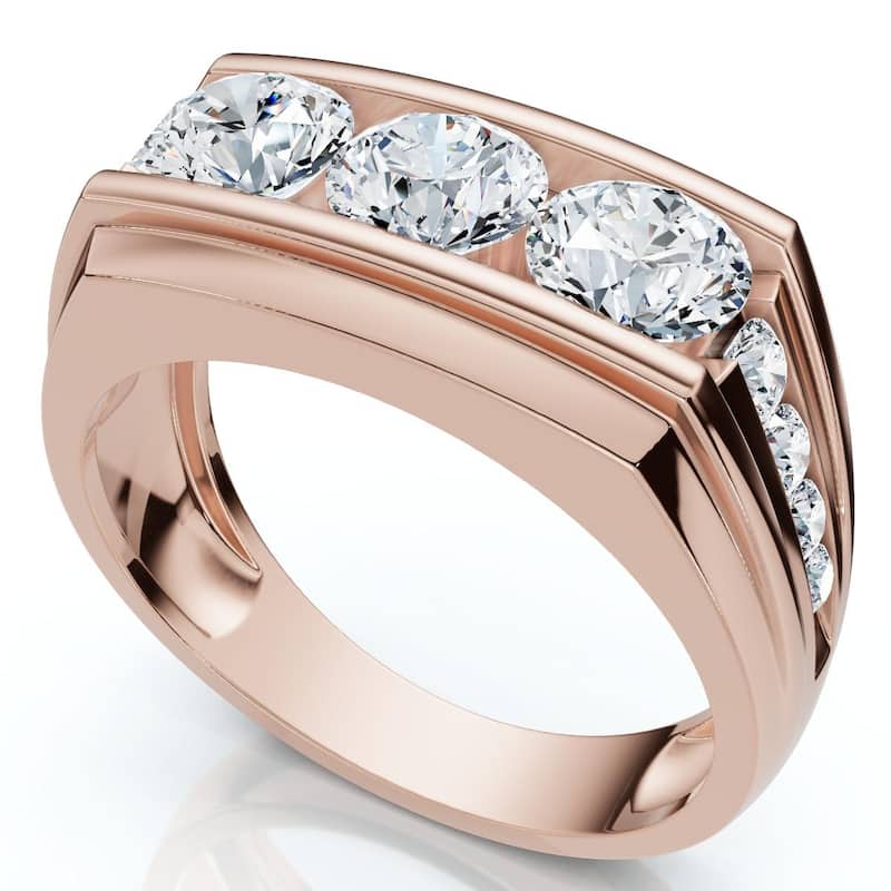 Bliss Diamond Men's 2Ct Diamond Accented Wedding Anniversary Ring Gold Lab Grown FG/VS - 10.5 - Rose