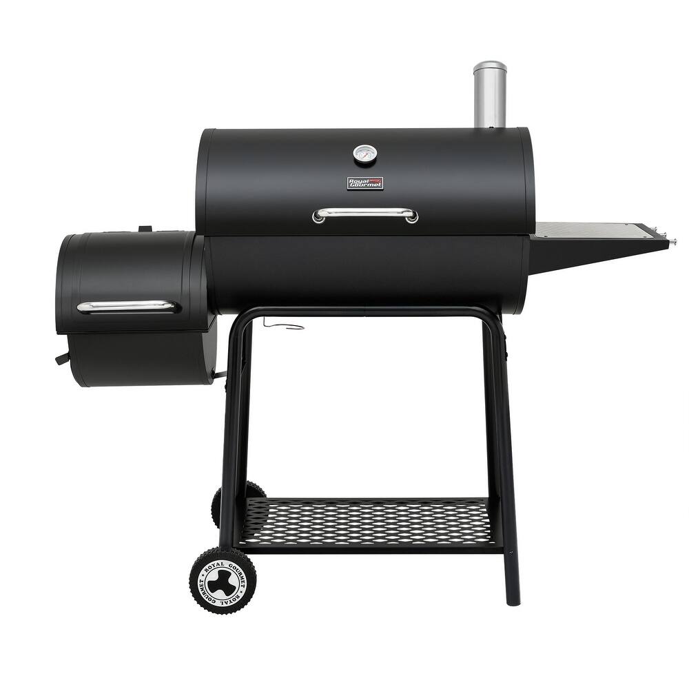 Royal Gourmet 30-Inch Barrel Charcoal Grill with Offset Smoker, Black