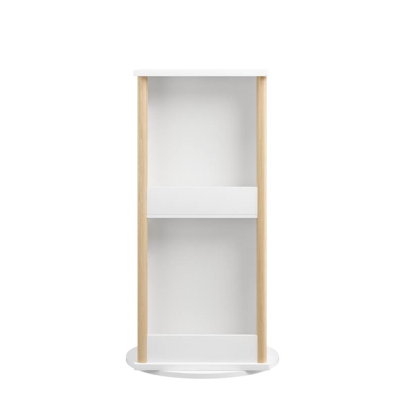 360°Rotating Kids Bookshelf with Chalkboard, 3-Tier Wood Floor Revolving Bookcase & Toy Storage Organizer, Book Display Stand