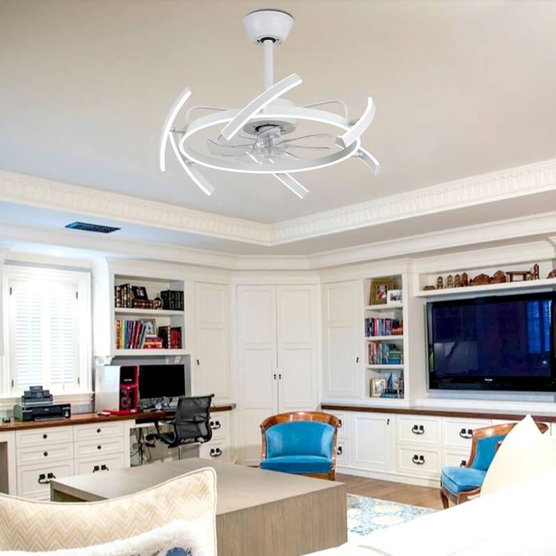 Oaks Aura DeClue 24in. 6 DIY-Shape Smart Ceiling Fan with Light,Cyberpunk Futuristic 6-Speed Quiet Ceiling Fan w/ Remote