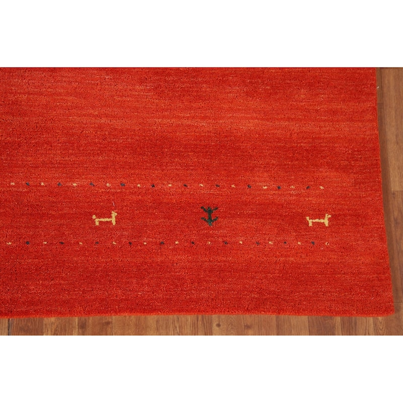 Hand Knotted Oriental 100% Wool Carpet Tribal Tribal Oranges & Rust Gabbeh Area Rug - 9' 9'' X 6' 10''