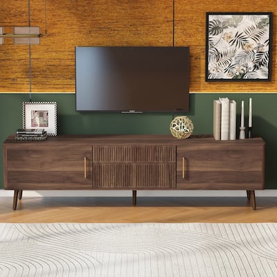 Solid Wood TV Stand Accent Media Console with 2 Drawers & 2 Cabinets