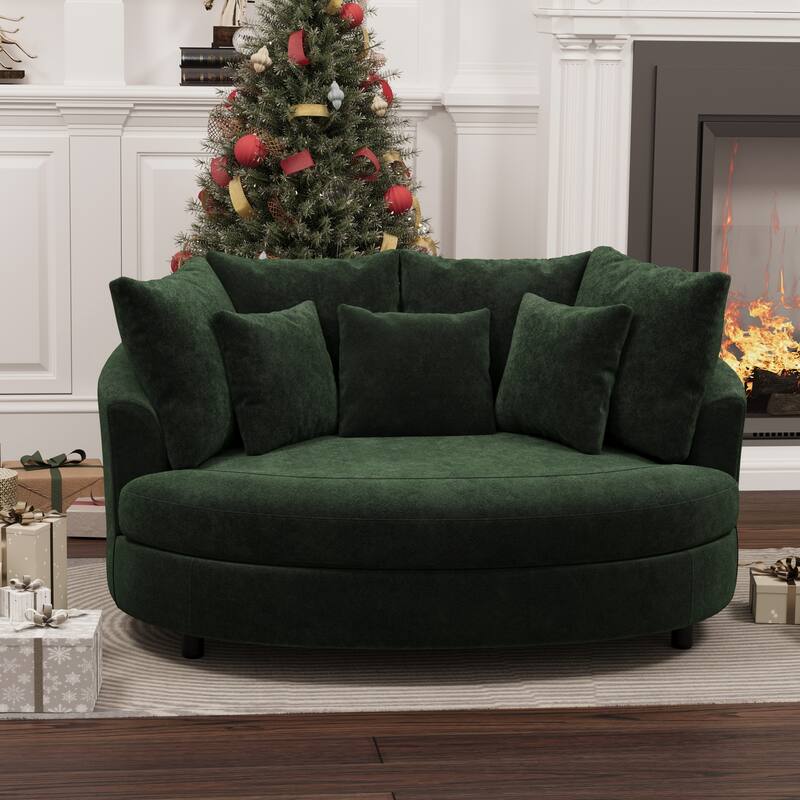 70.1"W Modern Chenille Loveseat with 7 Cushions,Oversized Accent chair - Green