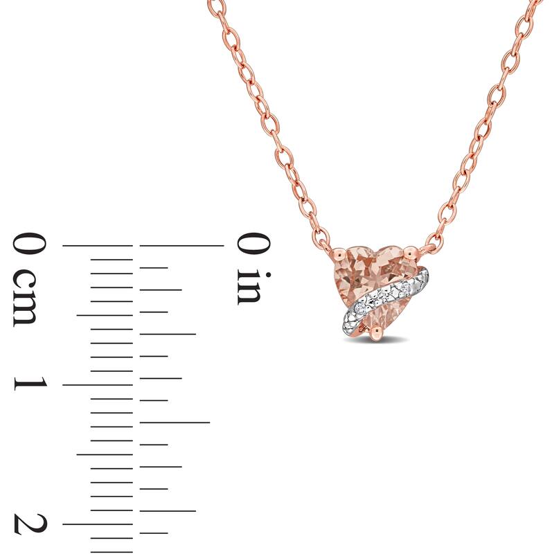 Miadora 5/8ct TGW Morganite Diamond Accent Heart Necklace Rose Silver