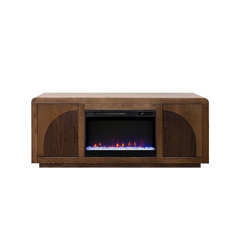 Bridgevine Home Eclipse 65 inch Fireplace TV Stand, for TVs up to 75 inches, Two-Tone Finish