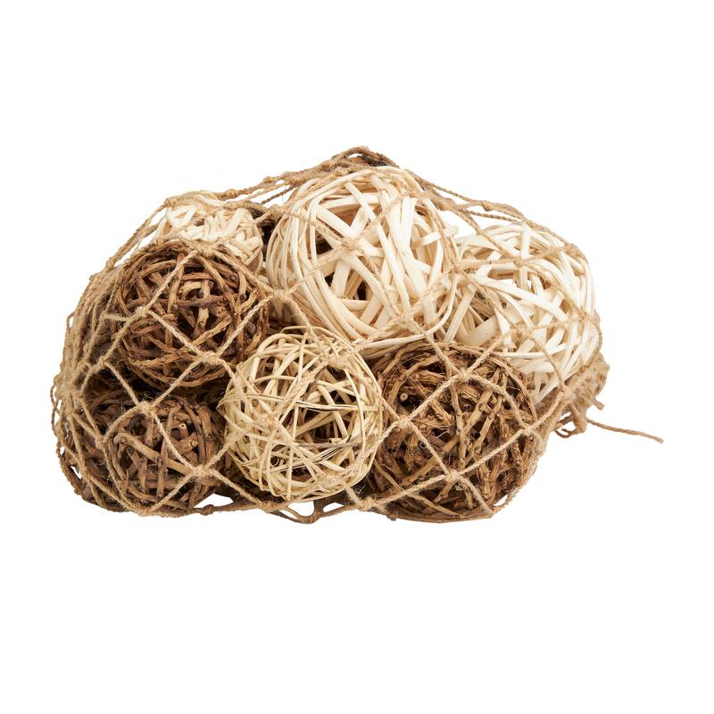 Beige Dried Plant Handmade Orbs & Vase Filler with Fishnet Bag