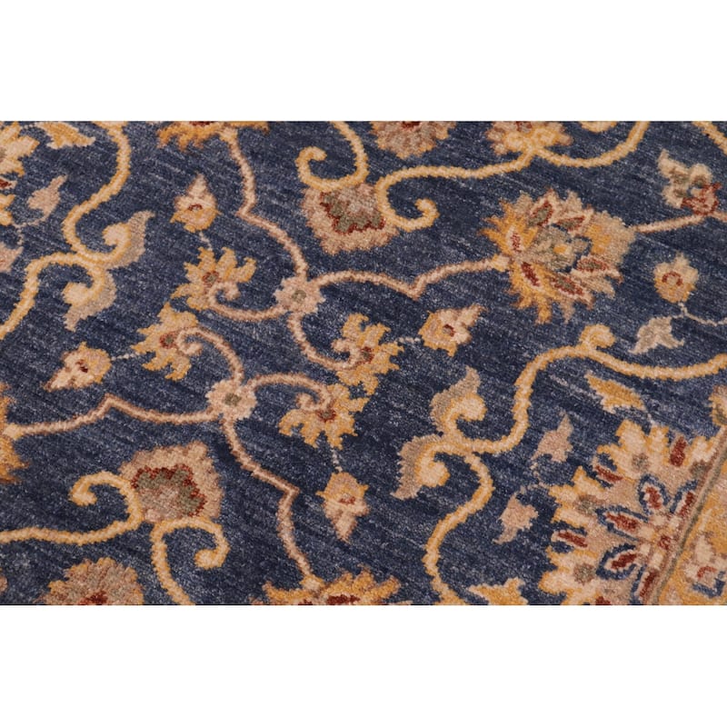 Bohemian Ziegler Alayna Blue Beige Hand-Knotted Wool Rug - 9'0'' x 11'11''