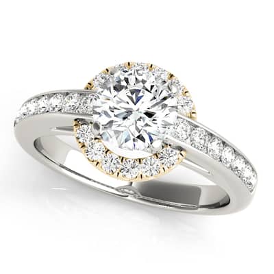 Auriya 14k Yellow Gold Lab Grown Round Diamond Halo Engagement Ring 0.50 to 5.00 ct. tw. (F-G VS)