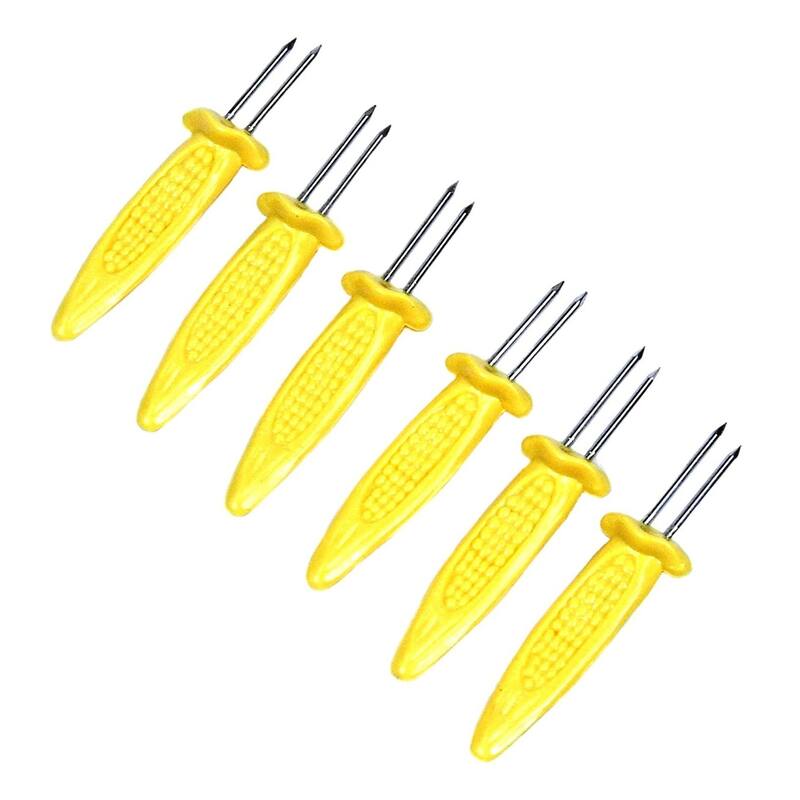 Chef Craft 6pc Jumbo Corn Holders Cob Skewers Set with Stainless Steel Pins - 1 Pack