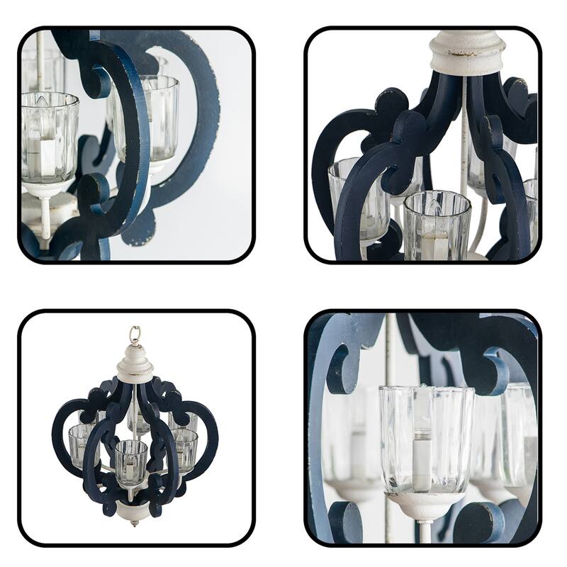 6-Light Wood Chandelier