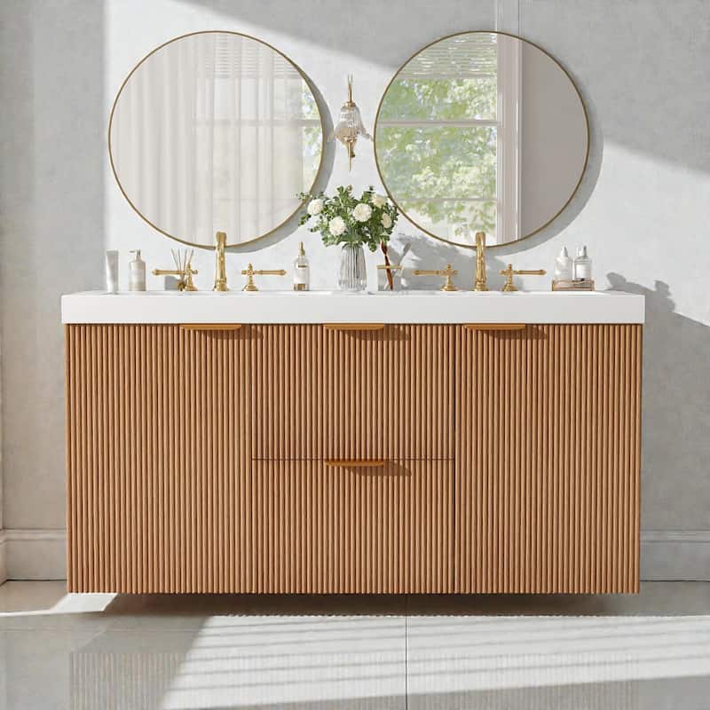 47.24" Wall-Mounted Double Sink Bathroom Vanity with SMC Top
