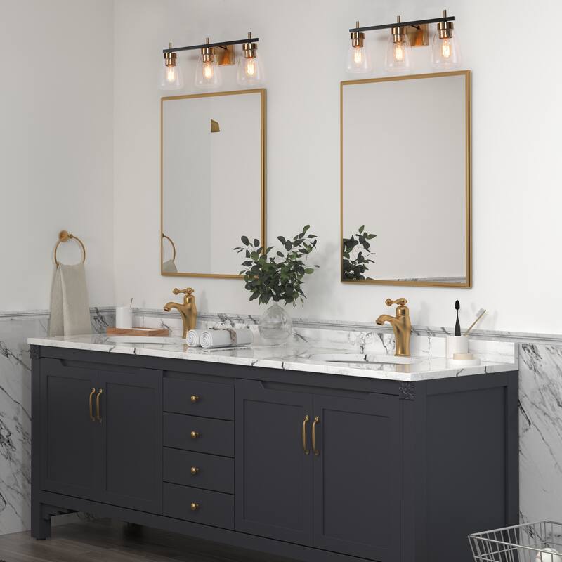 Marsie Modern Farmhouse Dimmable 3-light Vanity Lights Bracket Bathroom Wall Sconces - L 22"xW 7.1"xH 8.7"