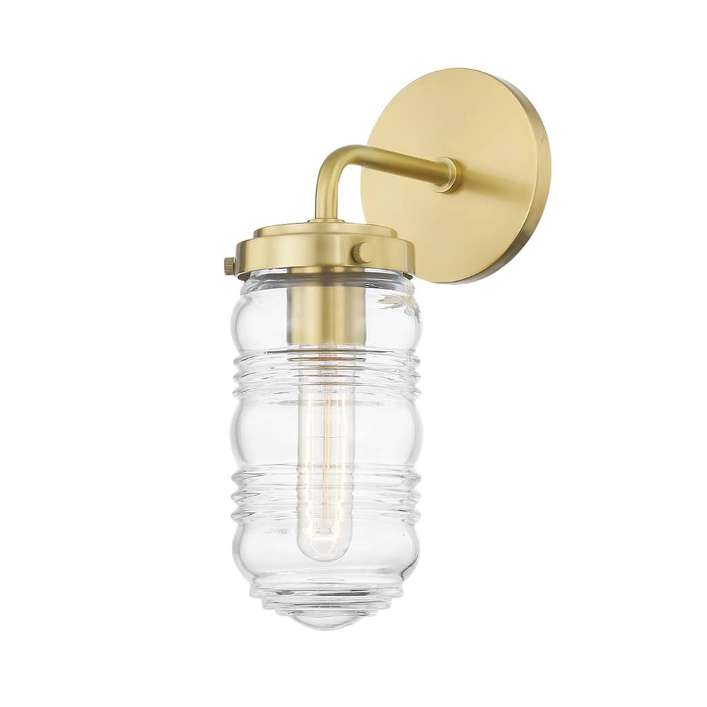Mitzi by Hudson Valley Clara 1-light Bath Bracket with Clear Ribbed Glass
