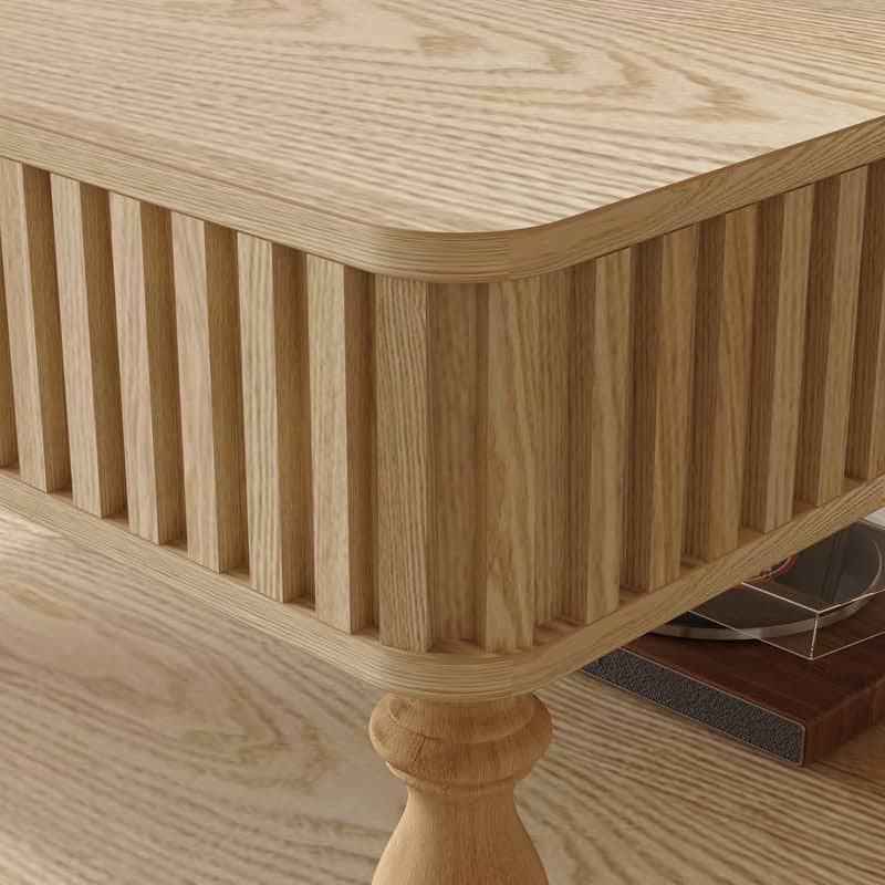 Fluted 31.5" Square Lift-Top Coffee Table with Hydraulic Mechanism for Hidden and Open Storage Solutions