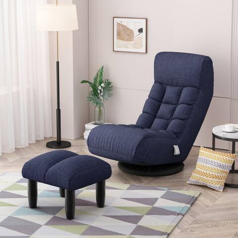 Swivel single sofa reclining chair with ottoman