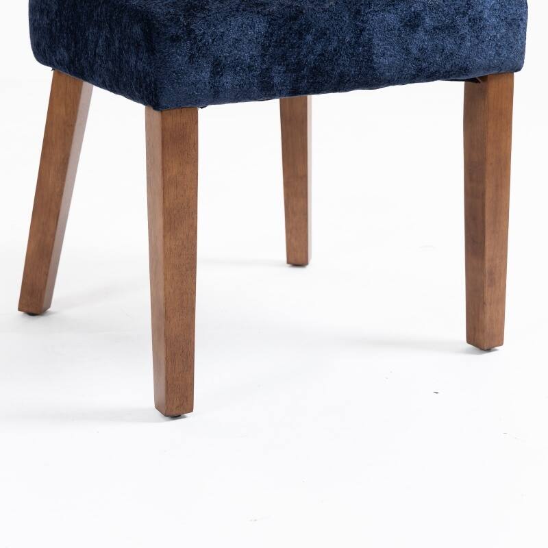 Linen Upholstered Dining Chairs Set of 2, Ergonomic Armless Side Chairs, Kitchen Chairs with Curved Back & Hardwood Frame