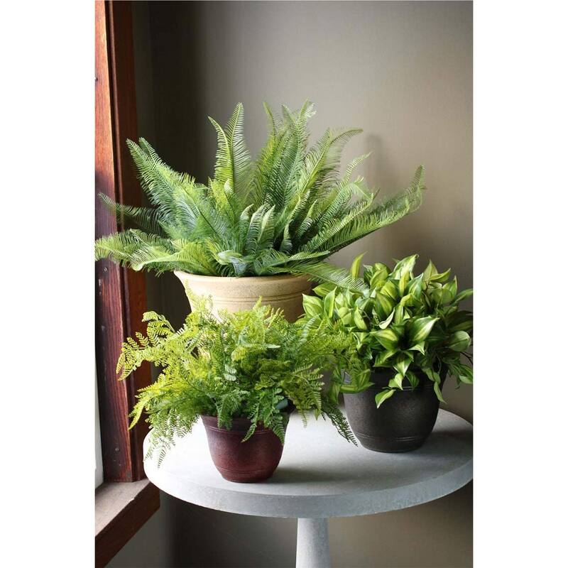 HC Companies 13-Inch Wide Sierra Planter Round Plastic Planter, Nordic Bronze - 13"
