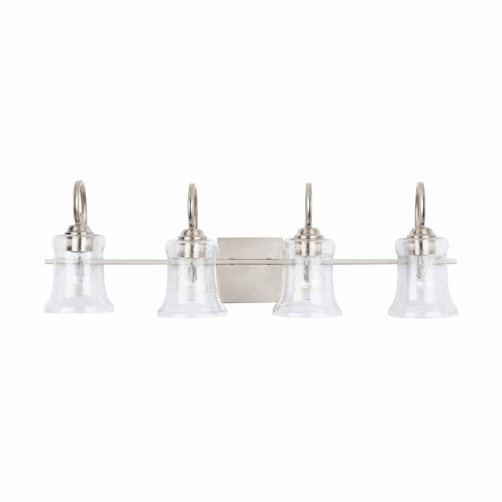 Cameron 4-light Brushed Nickel Bath/ Vanity Fixture w/ Clear Seeded Glass