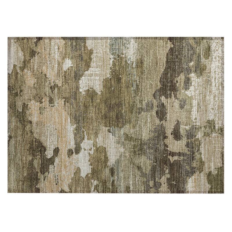 Machine Washable Indoor/ Outdoor Abstract Casual Chantille Rug