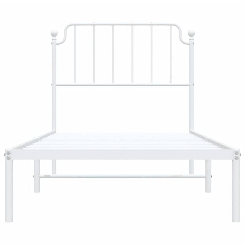 vidaXL Metal Bed Frame Platform Mattress Foundation with Steel Slat Support - 37.4 x 81.5 x 40.2