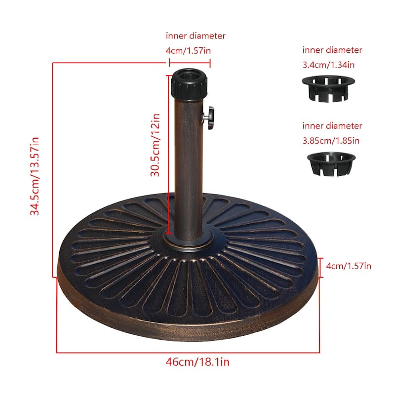 27 Ibs Heavy Duty Classical Style Brown Round Patio Umbrella Base - 18.1" x 18.1" x 13.57"